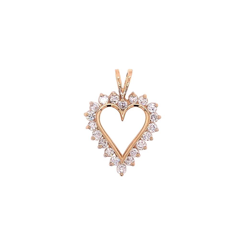 1.05ct Heart Diamond Necklace Crafted in 18 Karat Yellow Gold  Pendant  For Sale