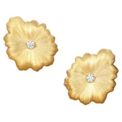 18 Karat Yellow Gold and Diamonds Mini Earrings