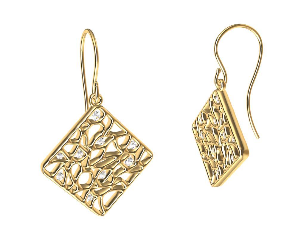 18 Karat Yellow Gold and Diamonds Seaweed  Dangle Earrings, Tiffany designer , Thomas Kurilla has the ocen as a playground, researchlab, and a inspirational sketchbook. This is the  