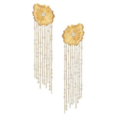 18 Karat Yellow Gold and Diamonds Tassel Earrings