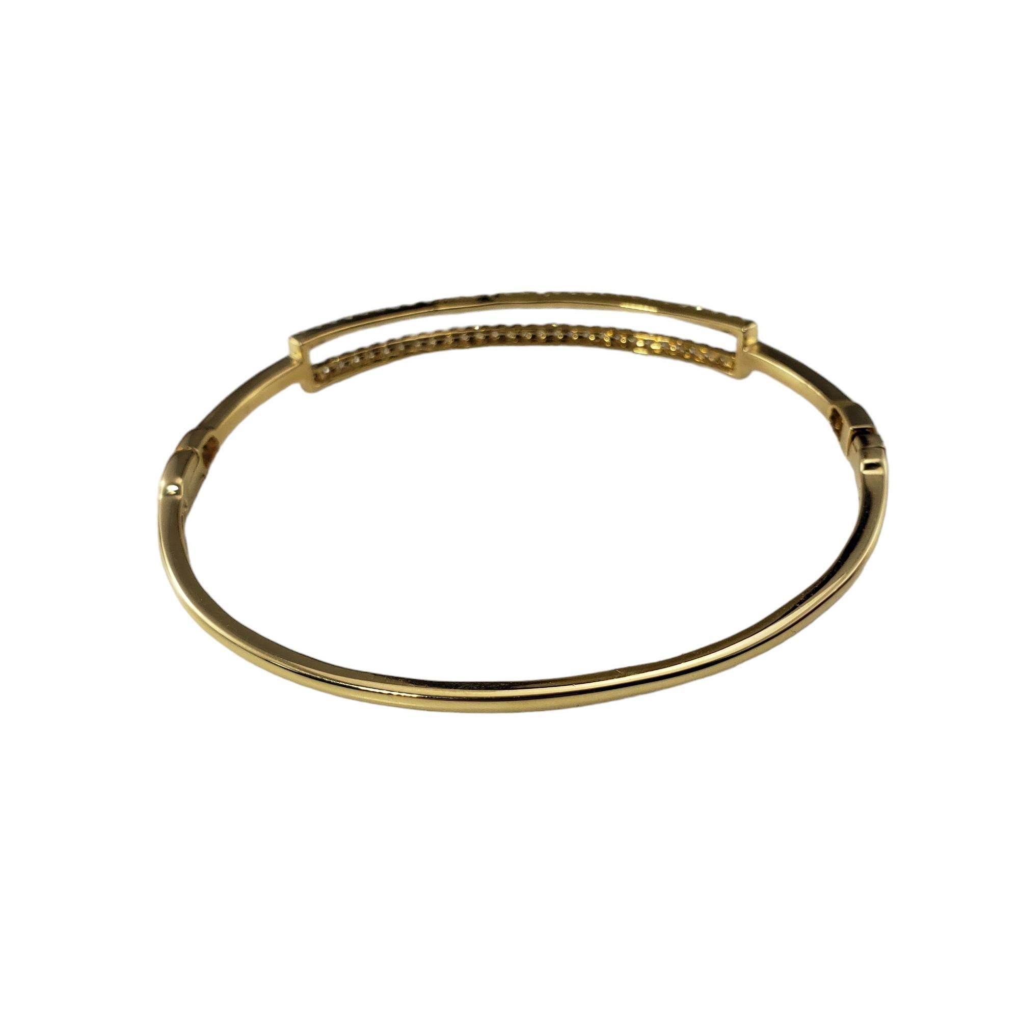 Women's 18 Karat Yellow Gold and Double Diamond Row Bangle Bracelet #17050 For Sale