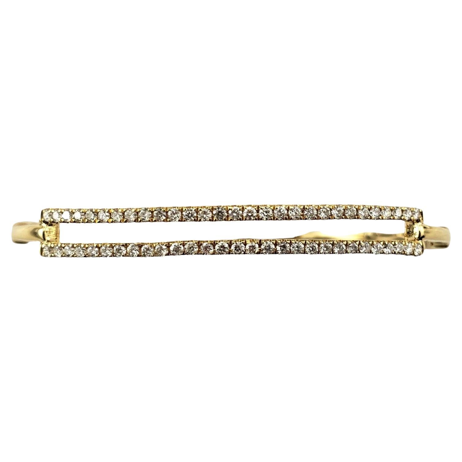 18 Karat Yellow Gold and Double Diamond Row Bangle Bracelet #17050