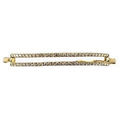 18 Karat Yellow Gold and Double Diamond Row Bangle Bracelet #17050