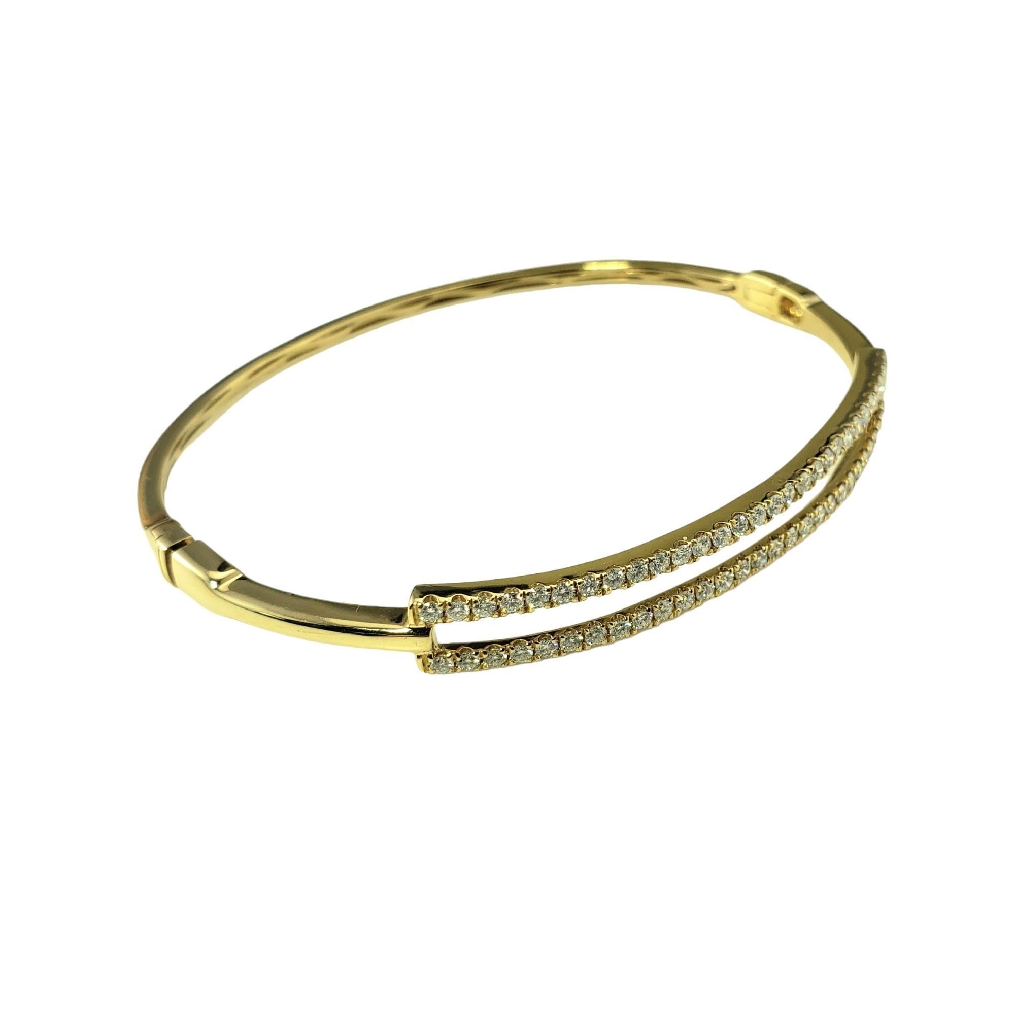 Brilliant Cut 18 Karat Yellow Gold and Double Diamond Row Bangle Bracelet #22672 For Sale