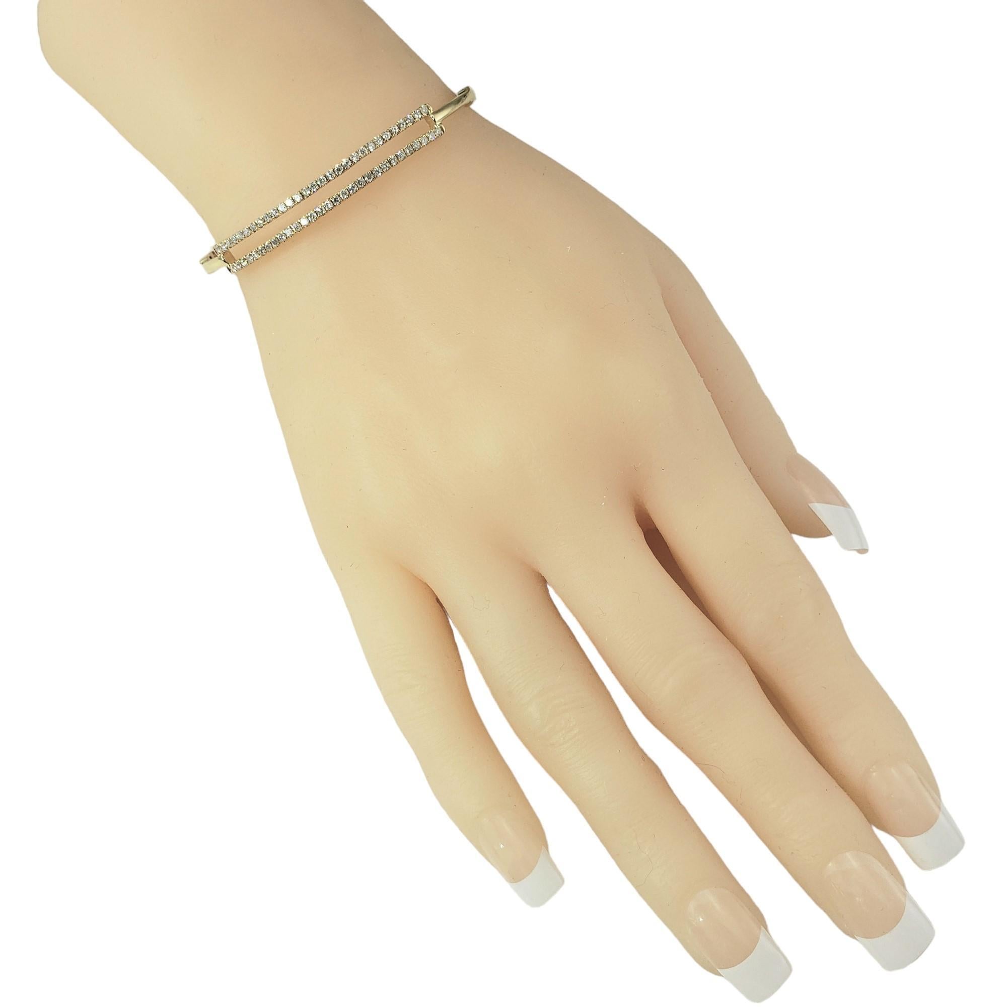 Women's 18 Karat Yellow Gold and Double Diamond Row Bangle Bracelet #22672 For Sale