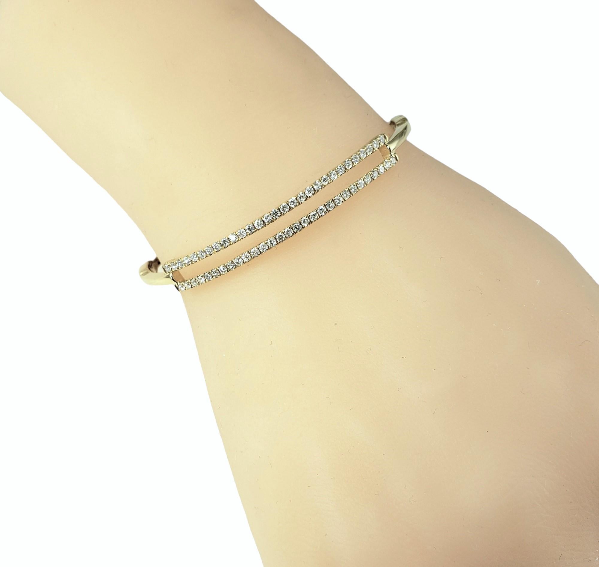 18 Karat Yellow Gold and Double Diamond Row Bangle Bracelet #22672 For Sale 1