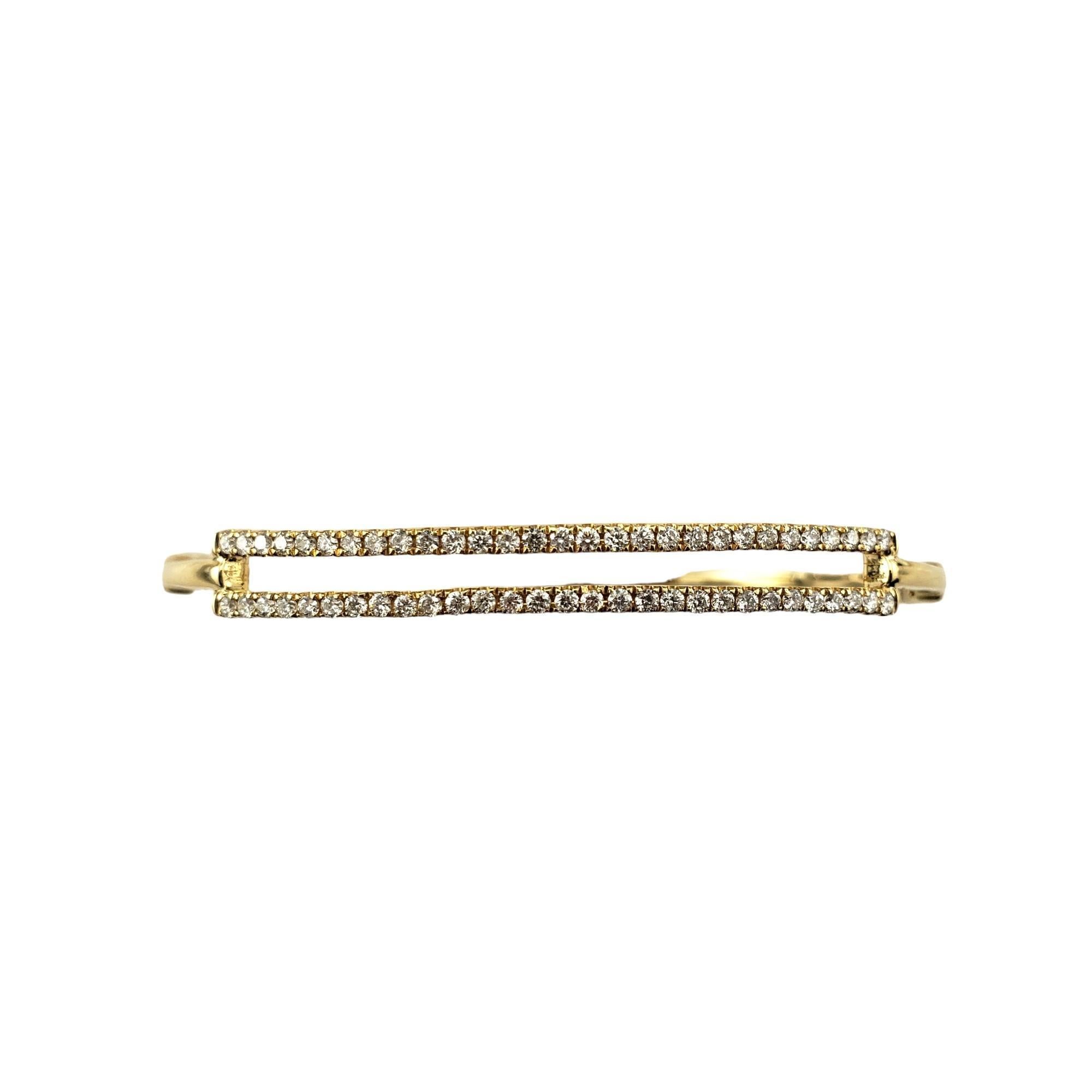 18 Karat Yellow Gold and Double Diamond Row Bangle Bracelet #22672 For Sale