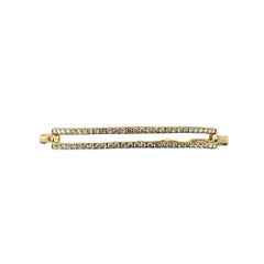 18 Karat Yellow Gold and Double Diamond Row Bangle Bracelet #22672