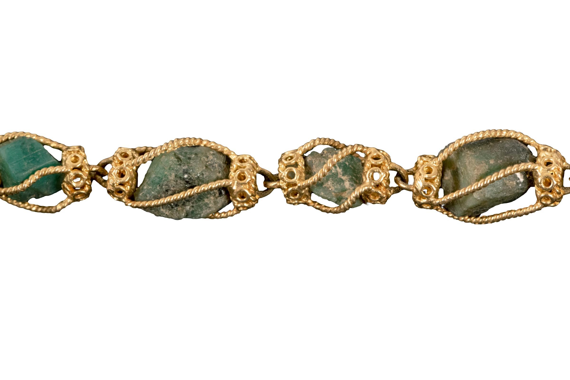20th Century 18-Karat Yellow Gold and Emerald Crystal Necklace