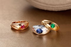 18 Karat Yellow Gold and Emerald Stackable Ring