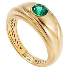 18 Karat Yellow Gold and Emerald Stackable Ring