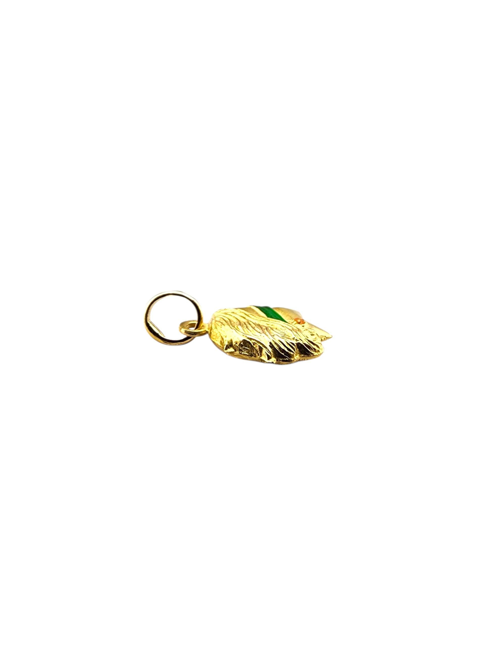 Pendentif Justice aveugle en or jaune 18 carats et émail #23178 Bon état - En vente à Washington Depot, CT