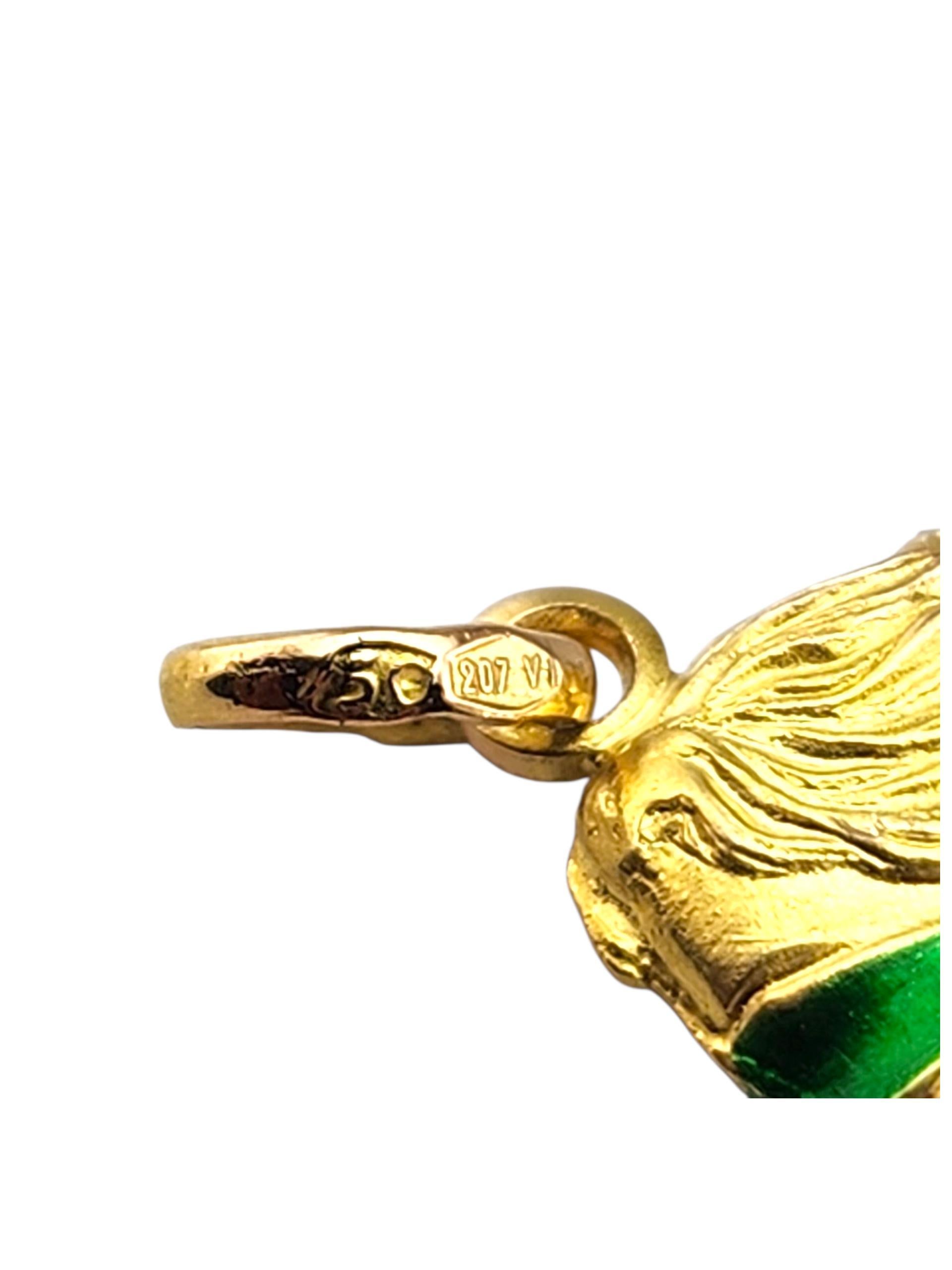 Pendentif Justice aveugle en or jaune 18 carats et émail #23178 en vente 2