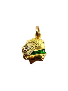 Pendentif Justice aveugle en or jaune 18 carats et émail #23178