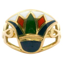 18 Karat Gelbgold und Emaille Fancy Ankh-Ring für Damen