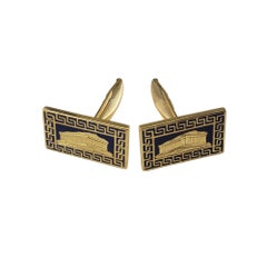 18 Karat Yellow Gold and Enamel Parthenon Cufflinks #15529