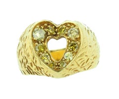 18 Karat Yellow Gold and Fancy Diamond Heart Shape Ring
