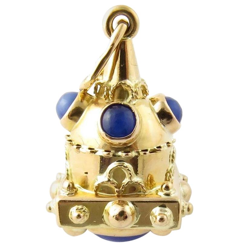 18 Karat Yellow Gold and Genuine Lapis Pendant or Watch Fob