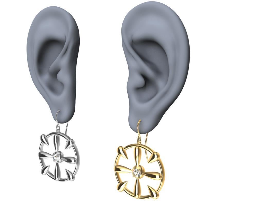 Round Cut 18 Karat Yellow Gold and GIA Diamond Teardrop Earrings Mix Match For Sale