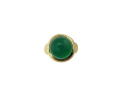 18 Karat Yellow Gold and Green Onyx Ring Size 6.5 #20933