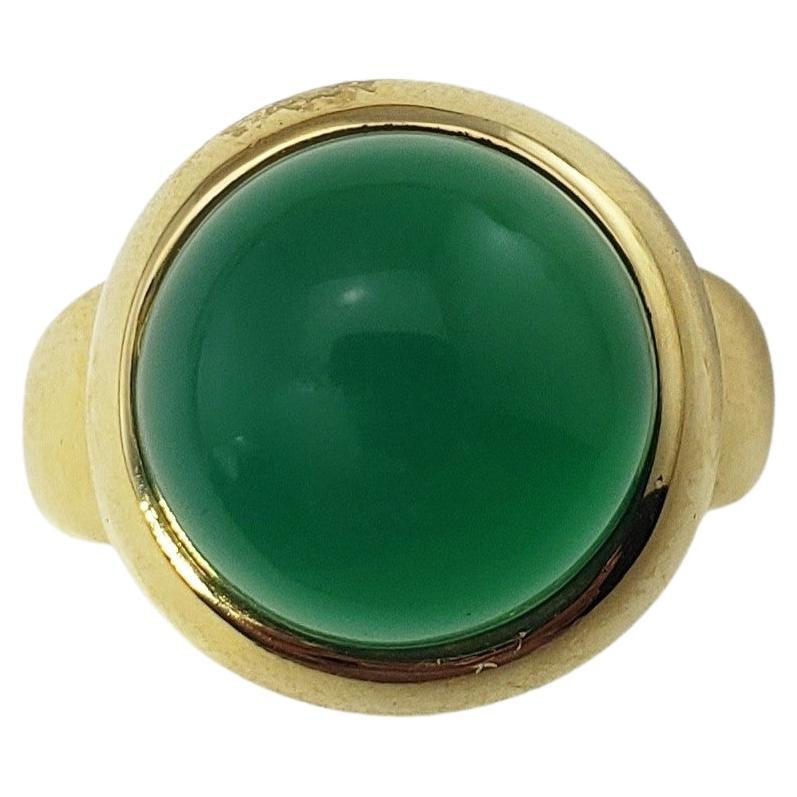 18 Karat Yellow Gold and Green Onyx Ring Size 6.5