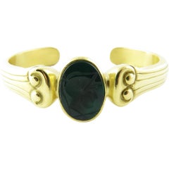 Vintage 18 Karat Yellow Gold and Green Onyx Vahe Naltchayan Bracelet