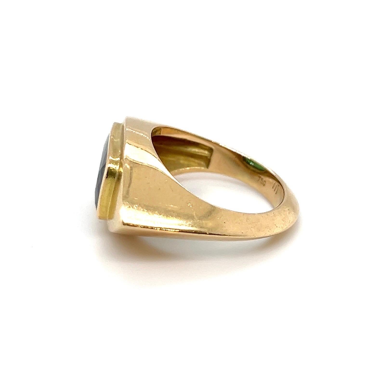 Modernist 18 Karat Yellow Gold and Green Tourmaline Cocktail Ring