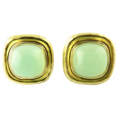 18 Karat Yellow Gold and Jade MAZ Earrings
