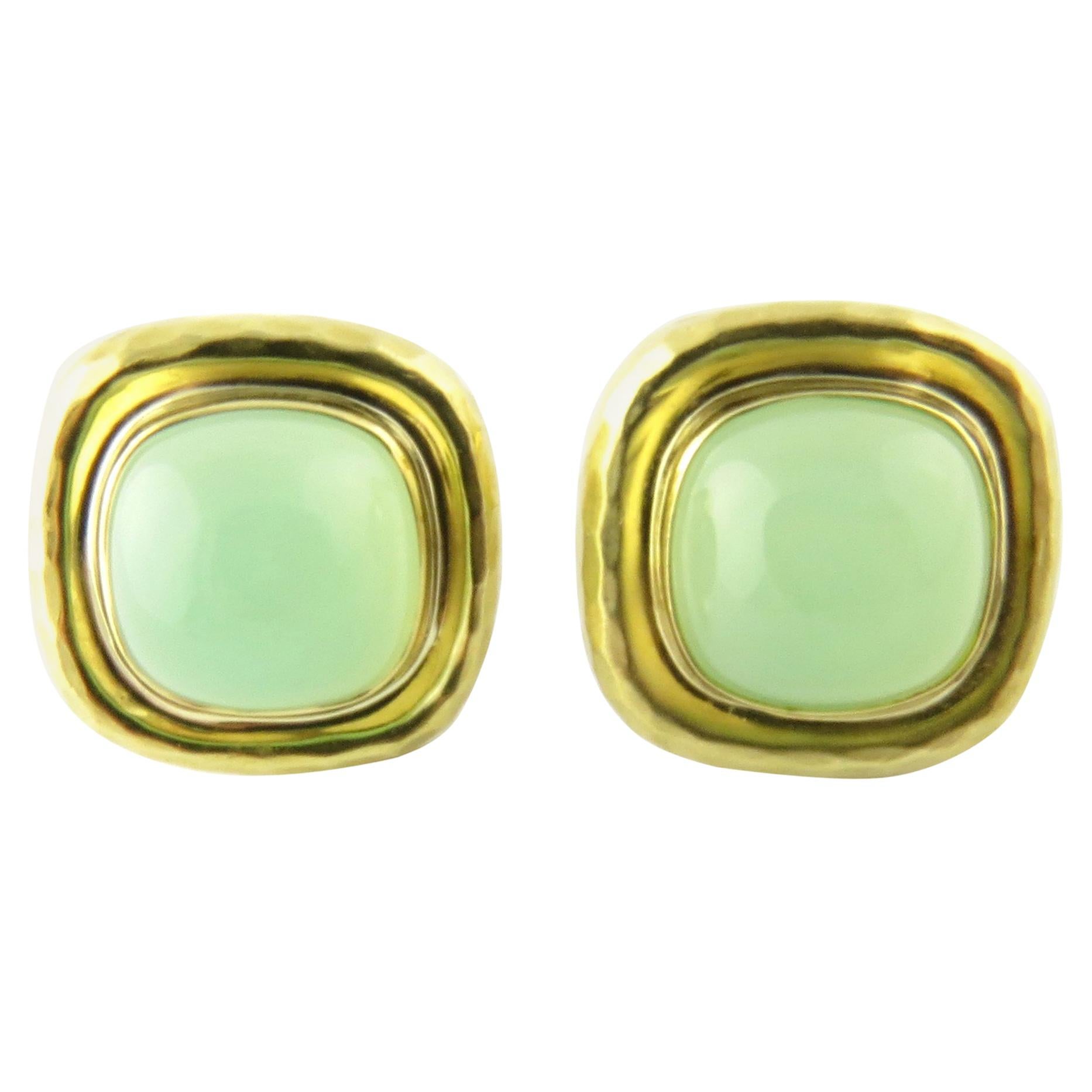 18 Karat Yellow Gold and Jade MAZ Earrings