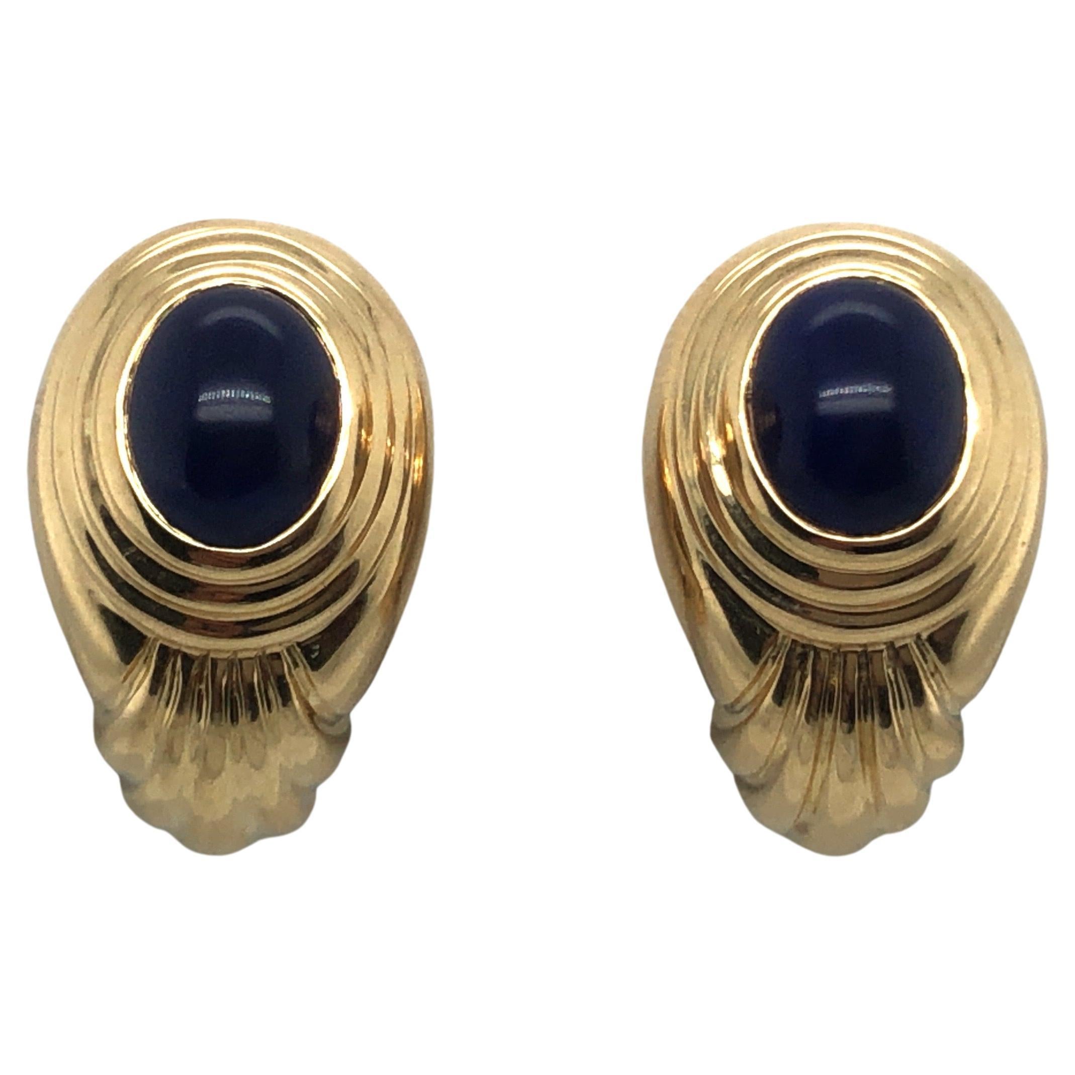 18 Karat Yellow Gold and Lapis Lazuli Jaipur Earrings by Boucheron