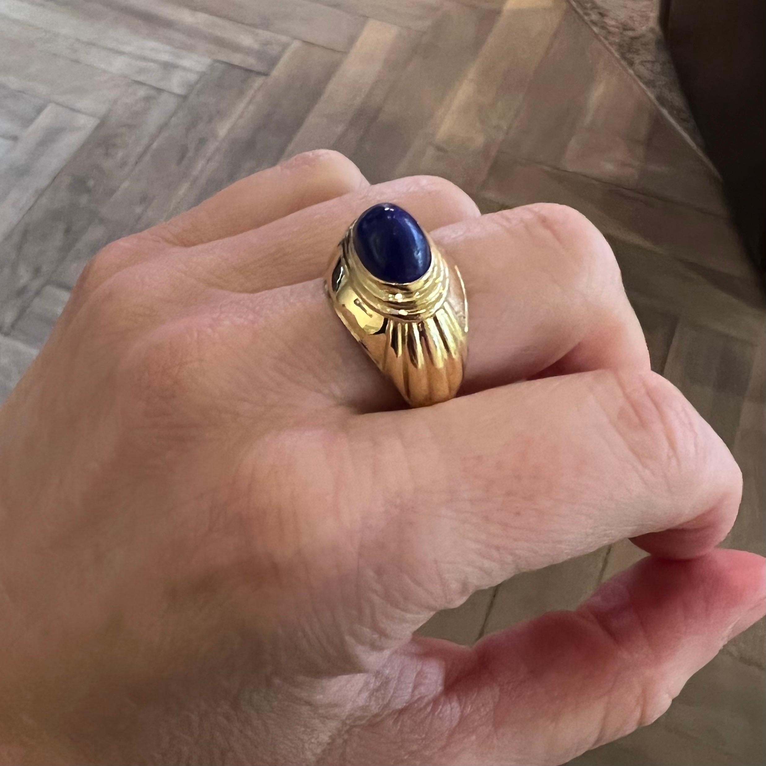Cabochon 18 Karat Yellow Gold and Lapis Lazuli Jaipur Ring by Boucheron For Sale
