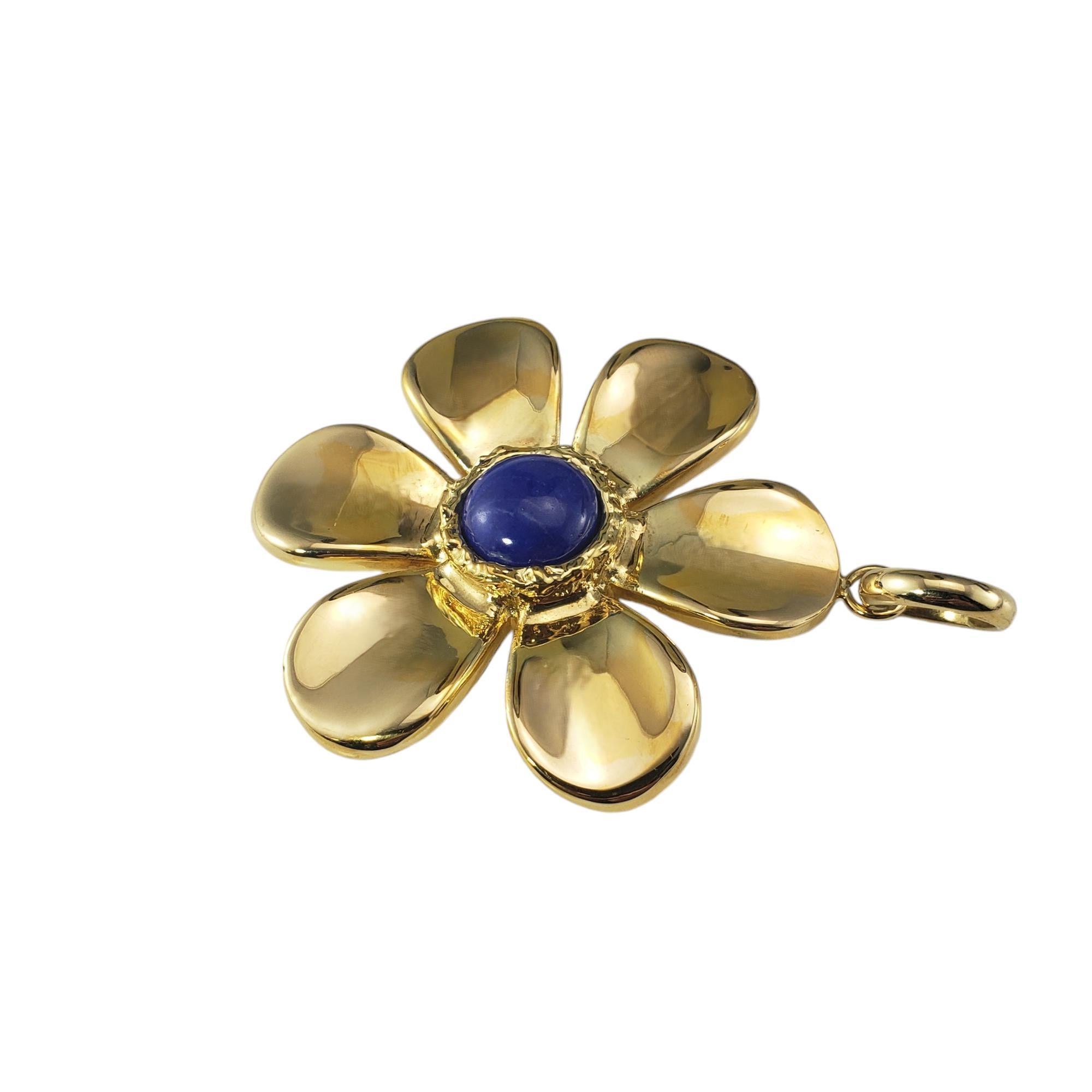 Taille ronde Or jaune 18 carats et Lapis Lazuli Large  Pendentif à fleurs n° 18454 en vente