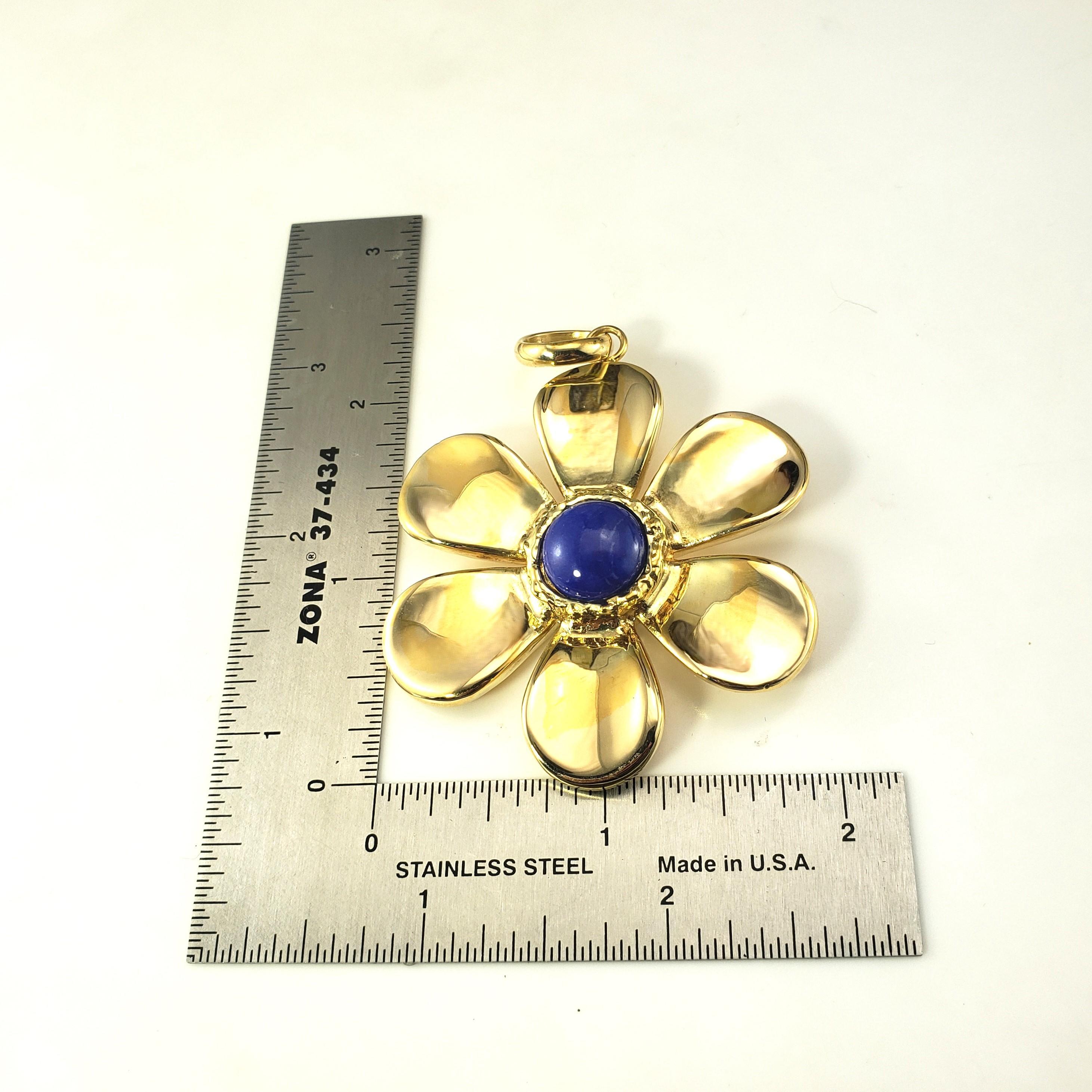 Or jaune 18 carats et Lapis Lazuli Large  Pendentif à fleurs n° 18454 en vente 1