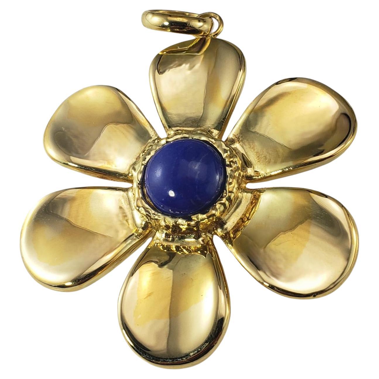 18 Karat Yellow Gold and Lapis Lazuli Large  Flower Pendant #18454