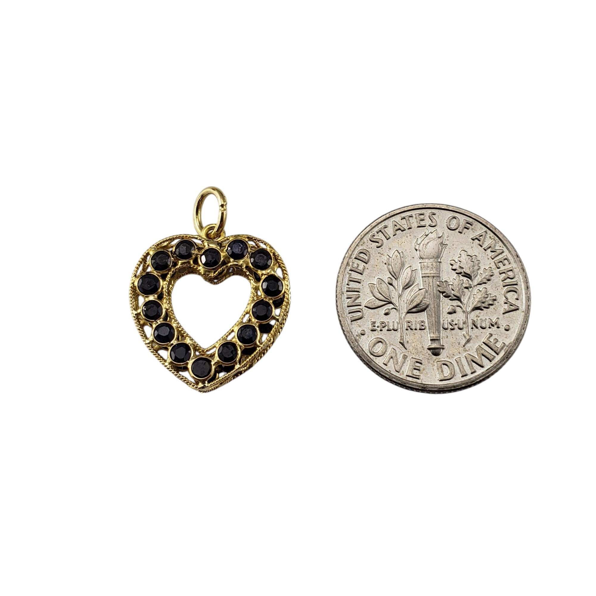 Women's 18 Karat Yellow Gold and Natural Blue Sapphire Heart Pendant #20255 For Sale