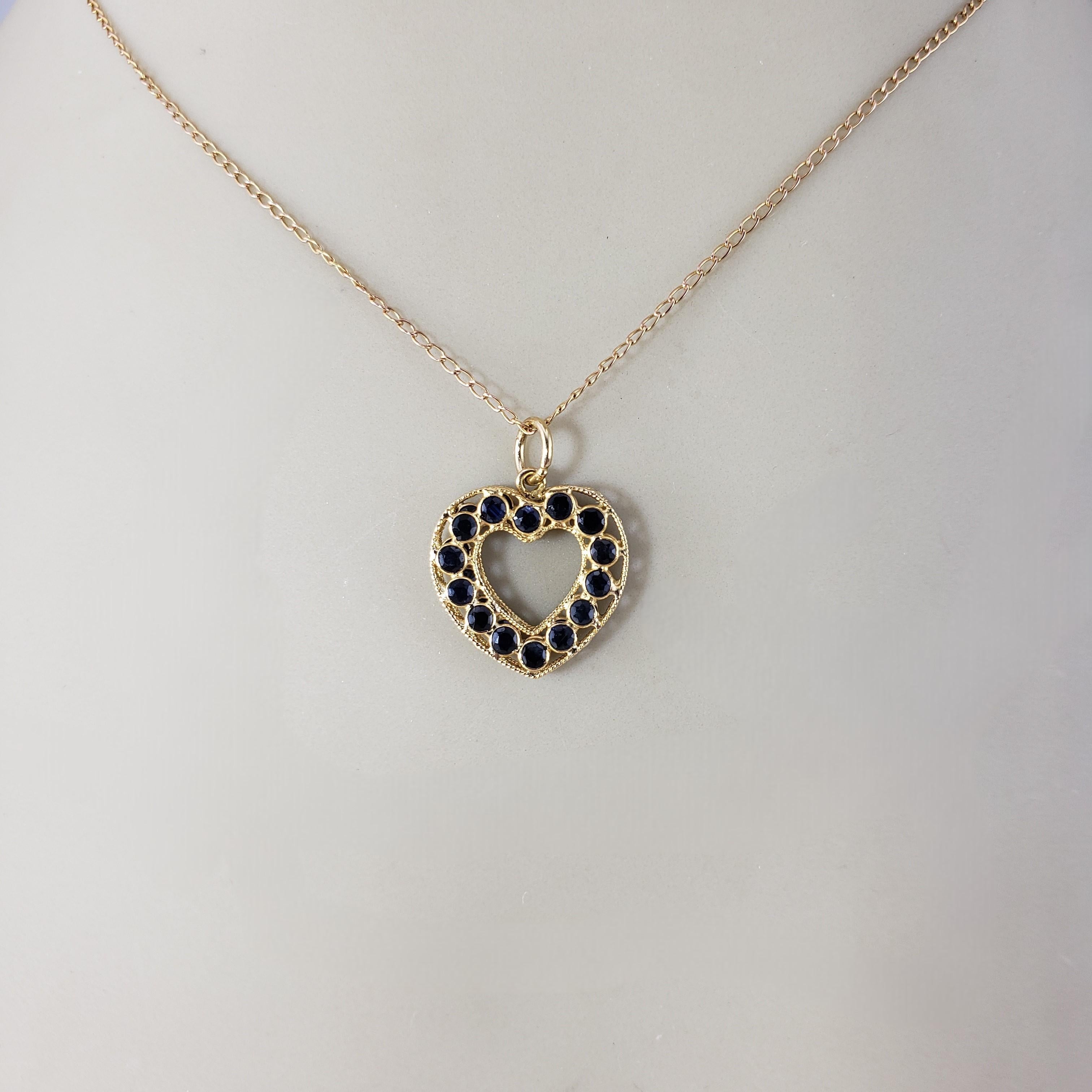 18 Karat Yellow Gold and Natural Blue Sapphire Heart Pendant #20255 For Sale 3