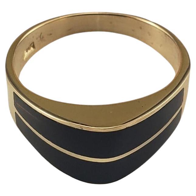 Anillo de oro amarillo de 18 quilates y ónix talla 6 #16861