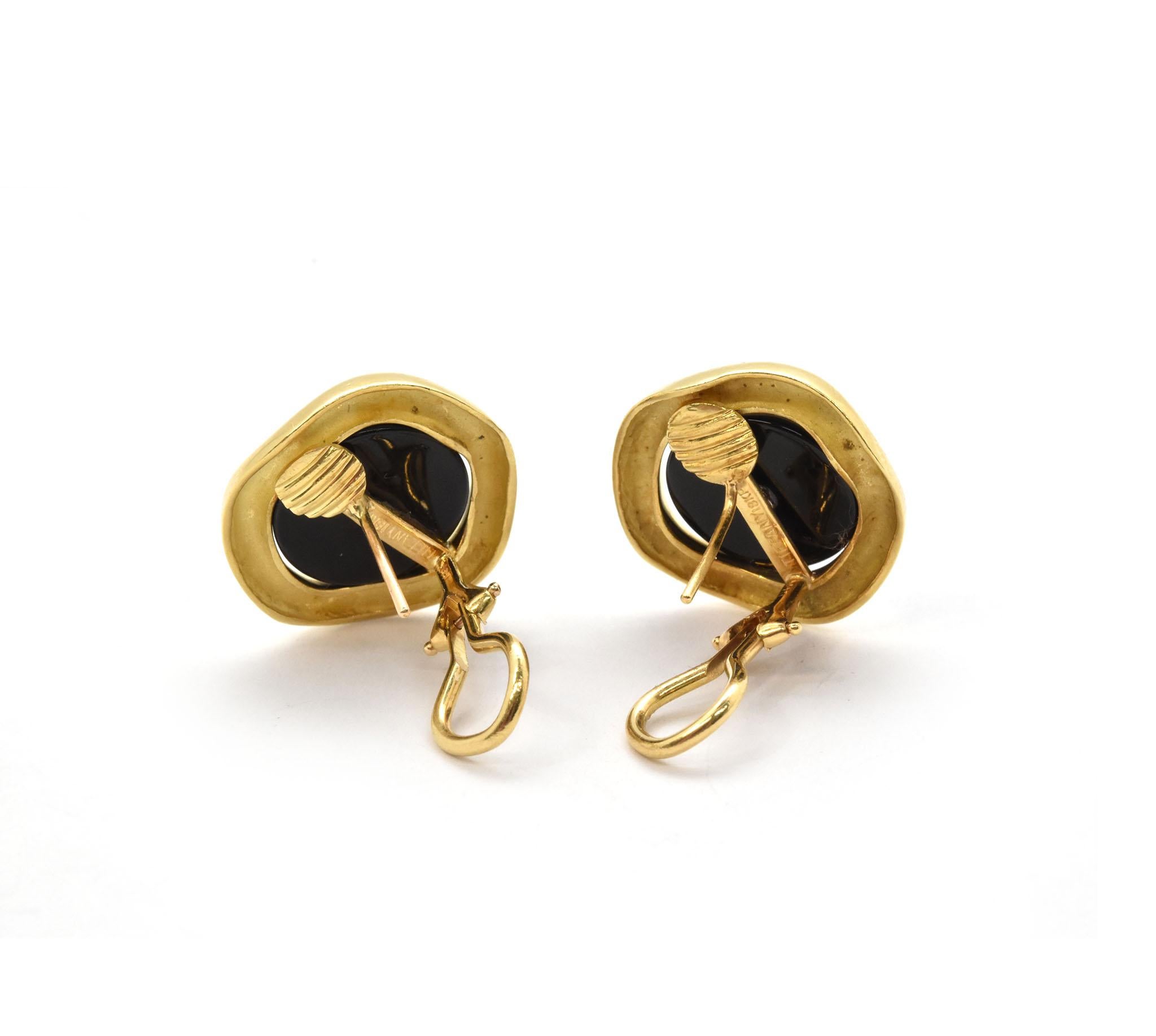 18 Karat Yellow Gold and Onyx Tiffany & Co. Earrings In Excellent Condition In Scottsdale, AZ