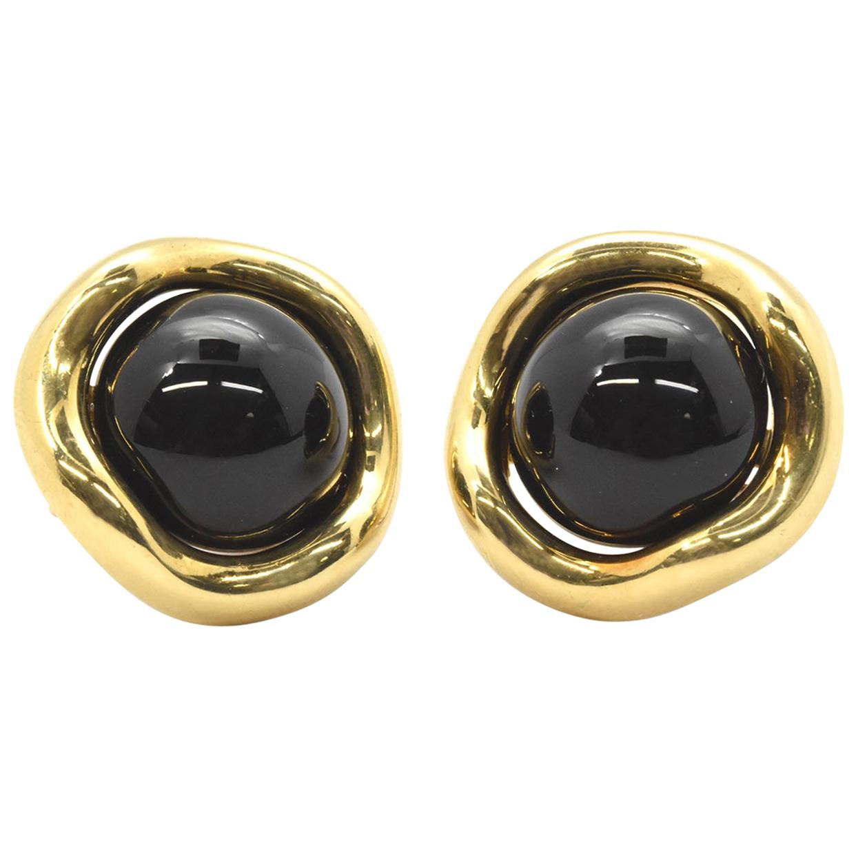 18 Karat Yellow Gold and Onyx Tiffany & Co. Earrings