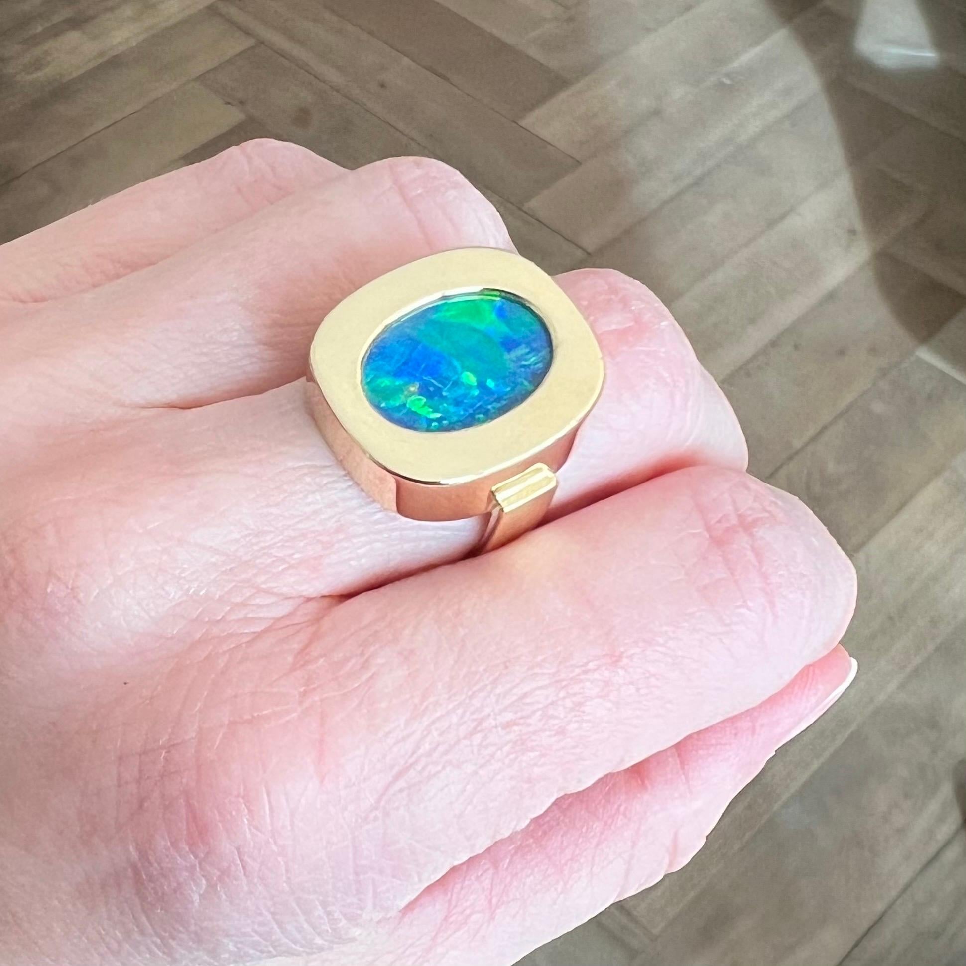 18 Karat Yellow Gold and Opal Cocktail Ring, 1970s 3
