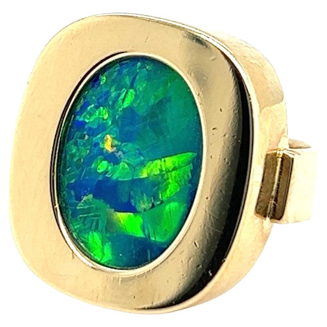18 Karat Yellow Gold and Opal Cocktail Ring, 1970s