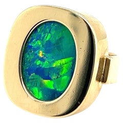 18 Karat Yellow Gold and Opal Cocktail Ring, 1970s