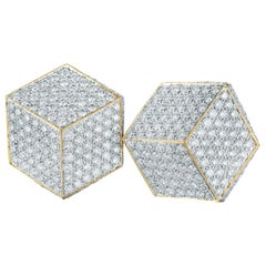 Paolo Costagli 18 Karat Yellow Gold and Pave Diamonds Brillante Clip Earrings