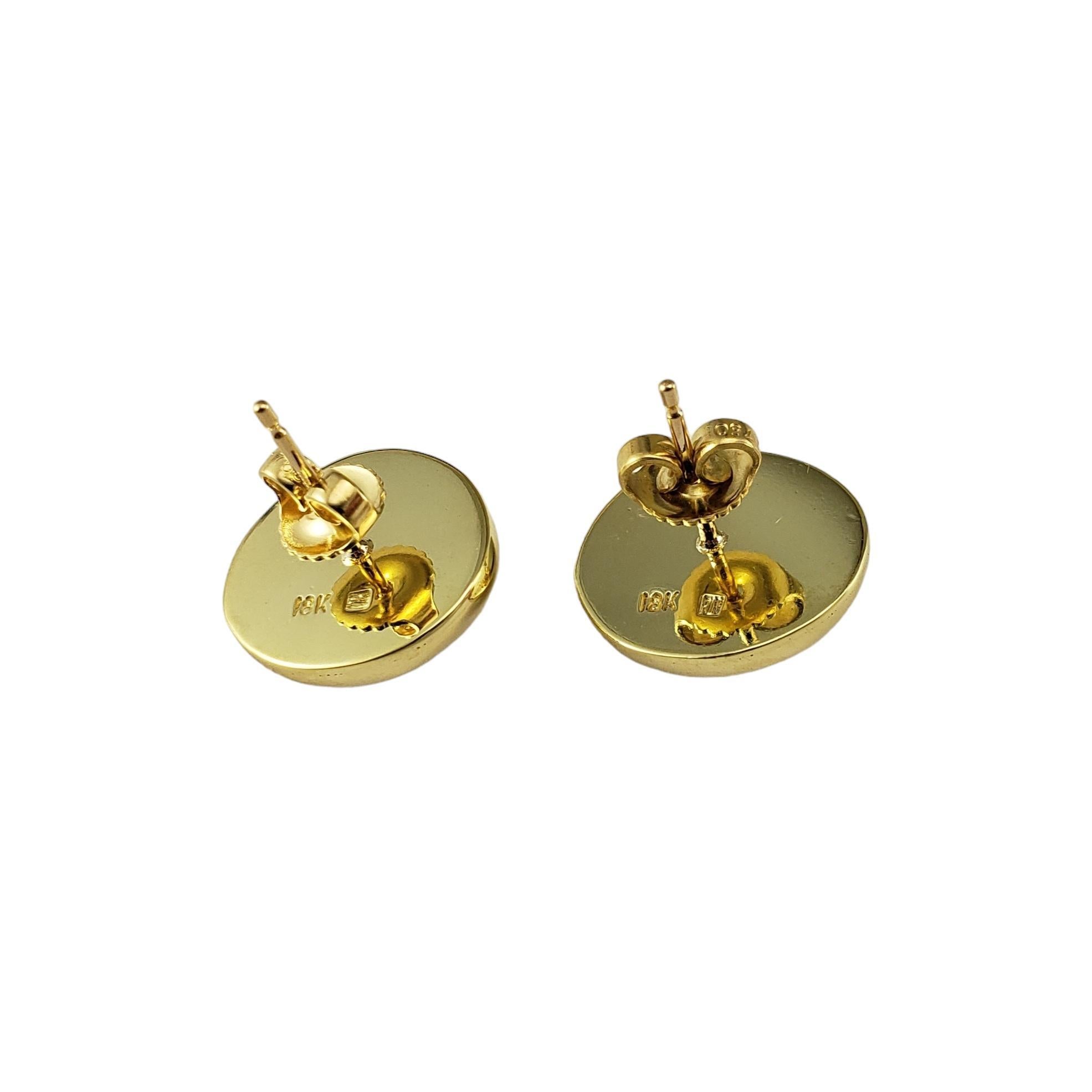 Women's 18 Karat Yellow Gold and Pearl Button Earrings #17107 For Sale
