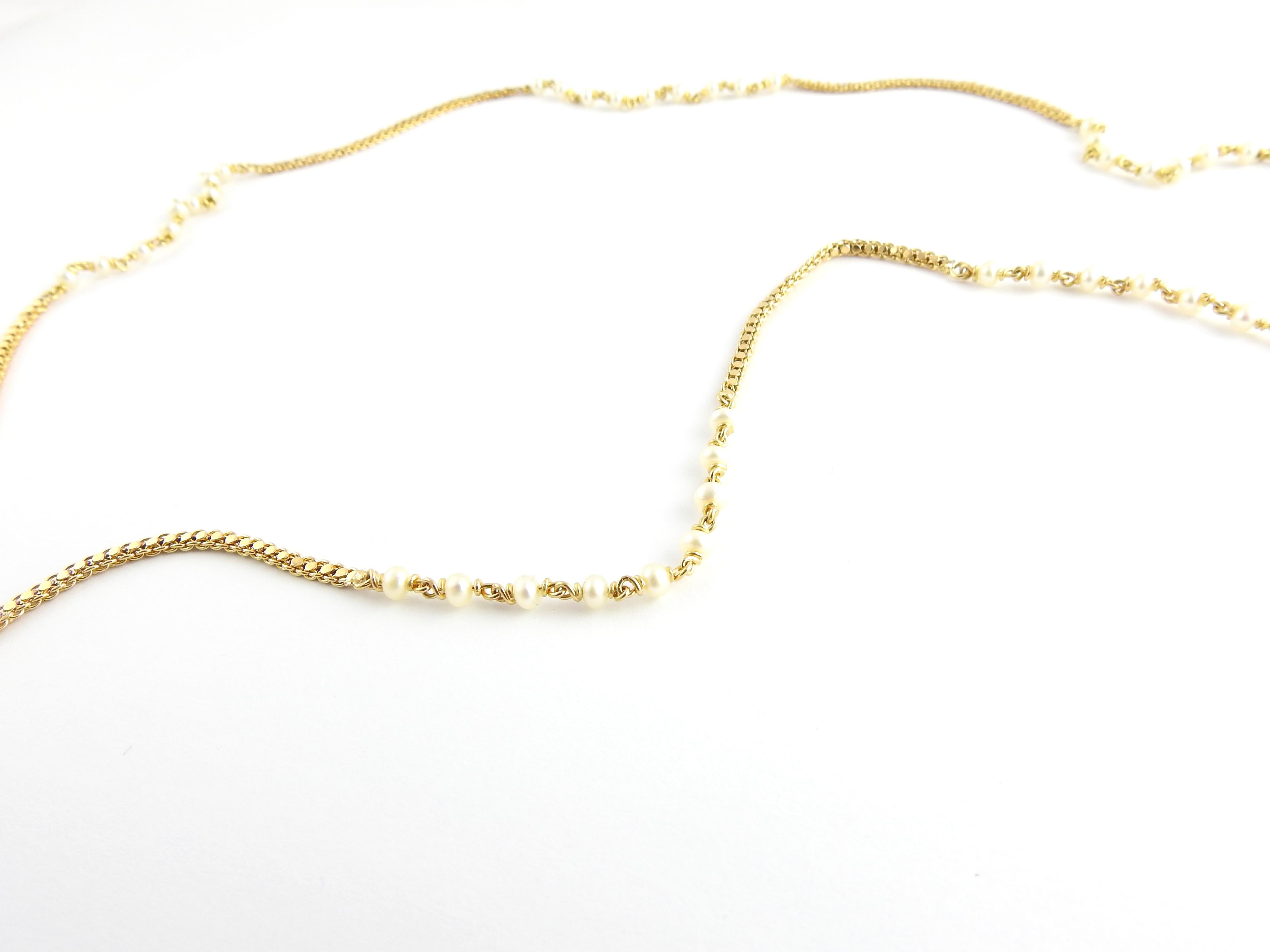 18 Karat Yellow Gold and Pearl Necklace In Good Condition For Sale In Washington Depot, CT