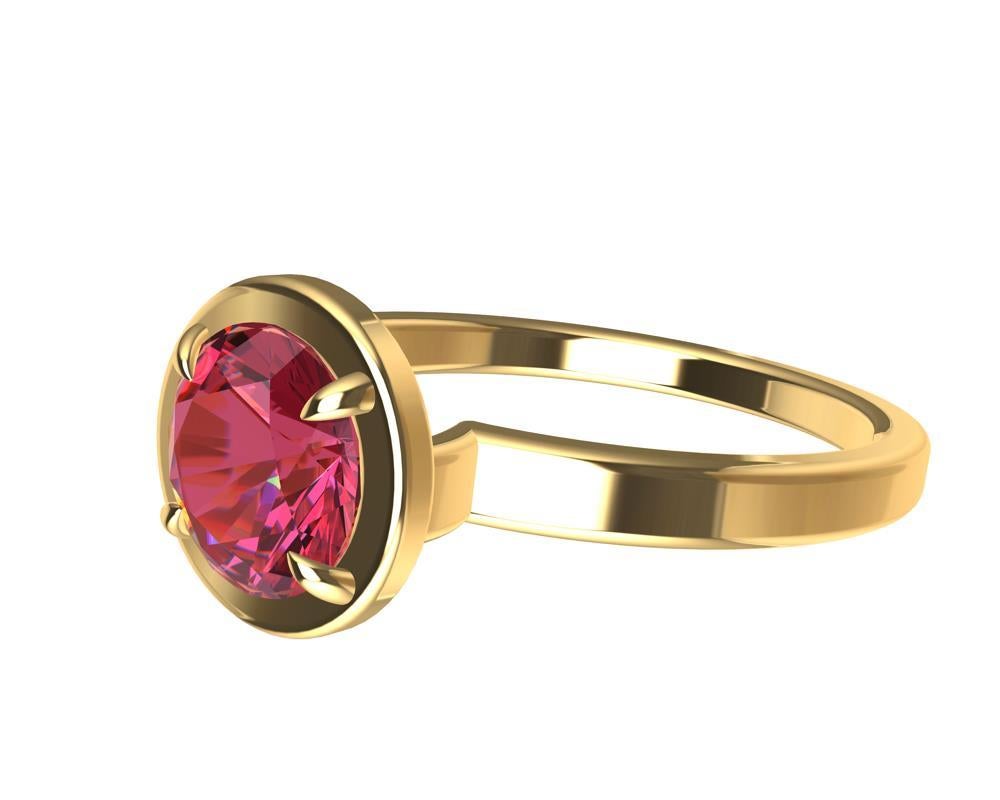 For Sale:  18 Karat Yellow Gold and Pink Sapphire Ring 2