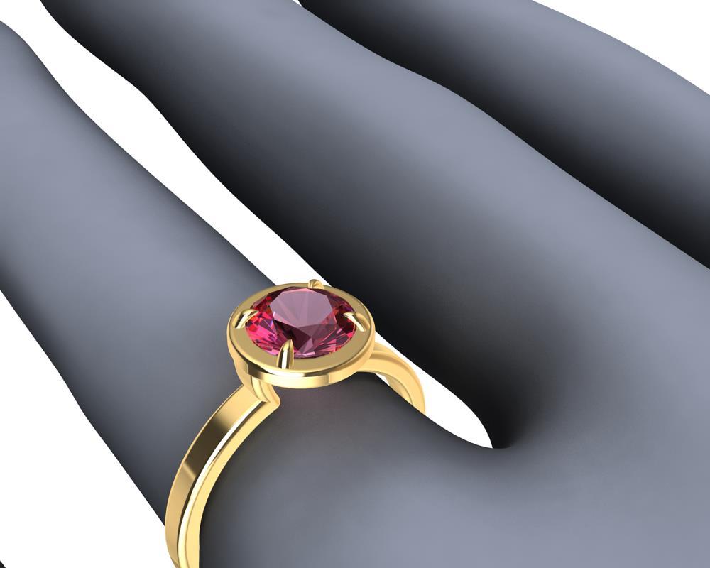 For Sale:  18 Karat Yellow Gold and Pink Sapphire Ring 3