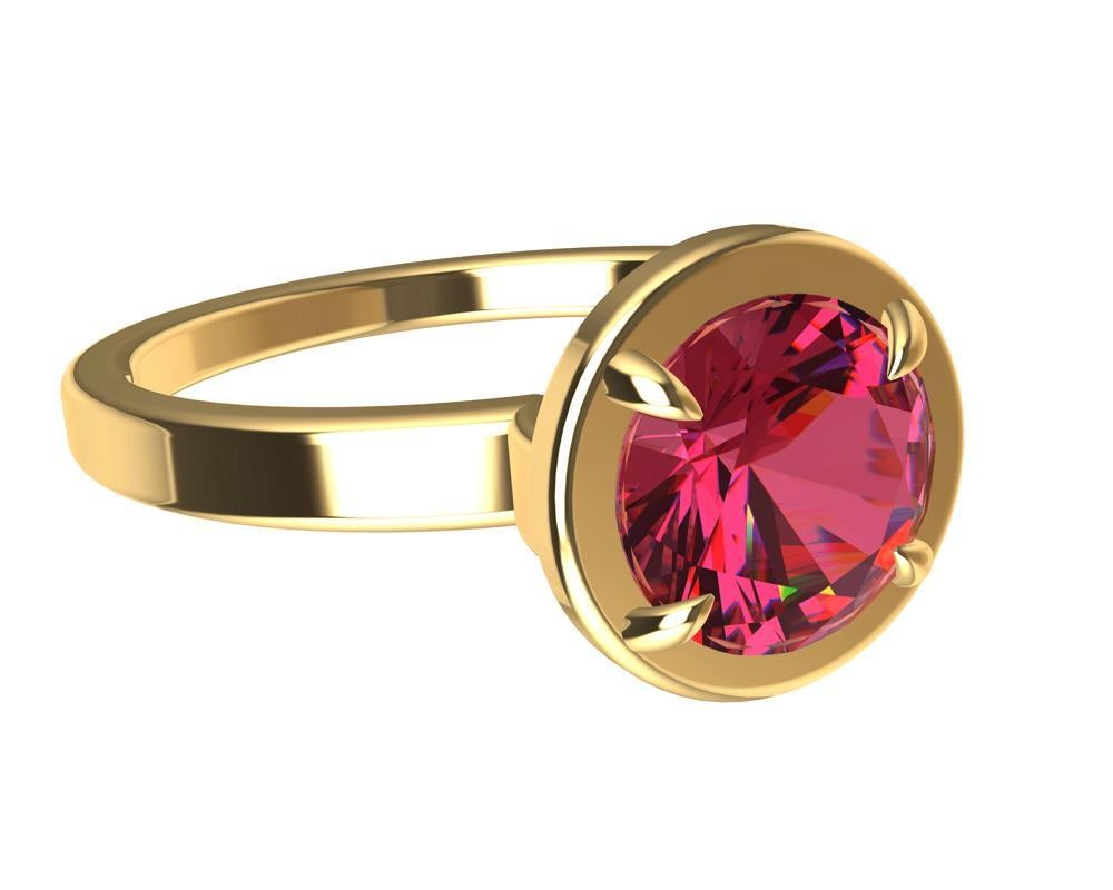 For Sale:  18 Karat Yellow Gold and Pink Sapphire Ring 4