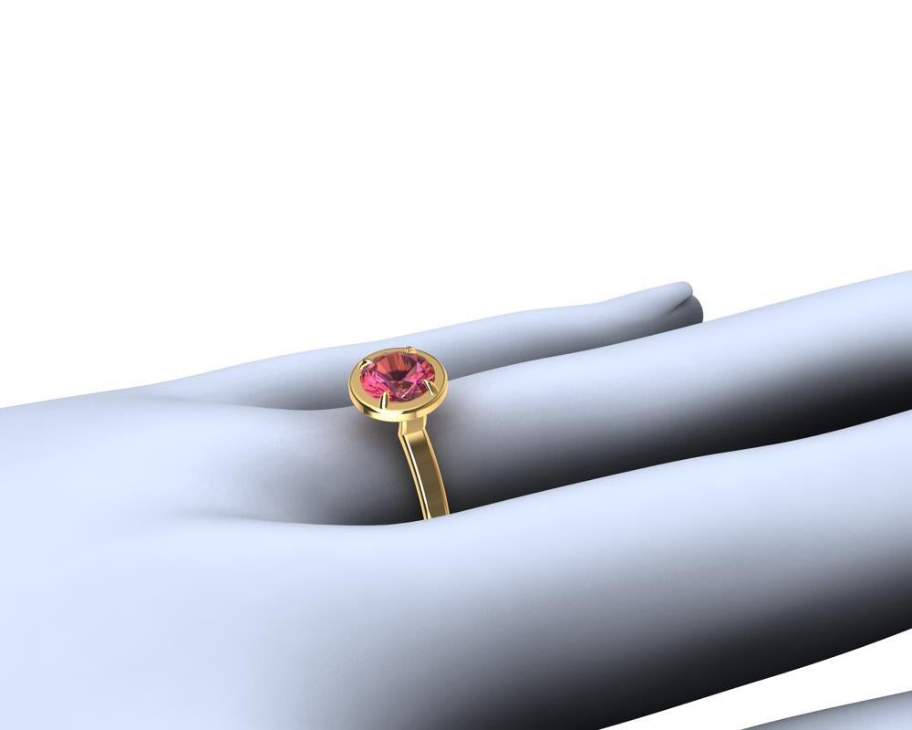 For Sale:  18 Karat Yellow Gold and Pink Sapphire Ring 5