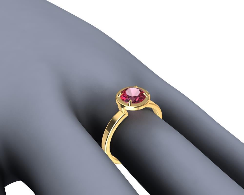 For Sale:  18 Karat Yellow Gold and Pink Sapphire Ring 6